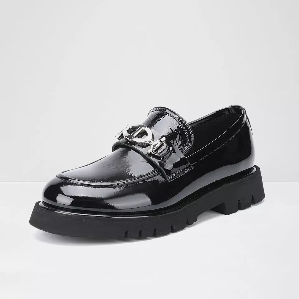 XINZIRAIN Metal Buckle Trim Platform Loafer Shoes