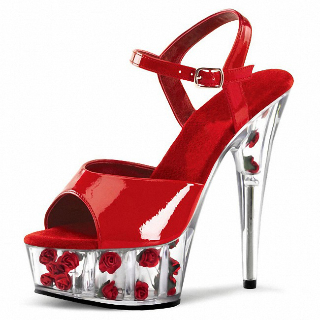 Wholesale and custom Women pole dance shoes with clear rose platform Featured Image