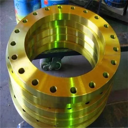 Slip on plate flange with yellow paint