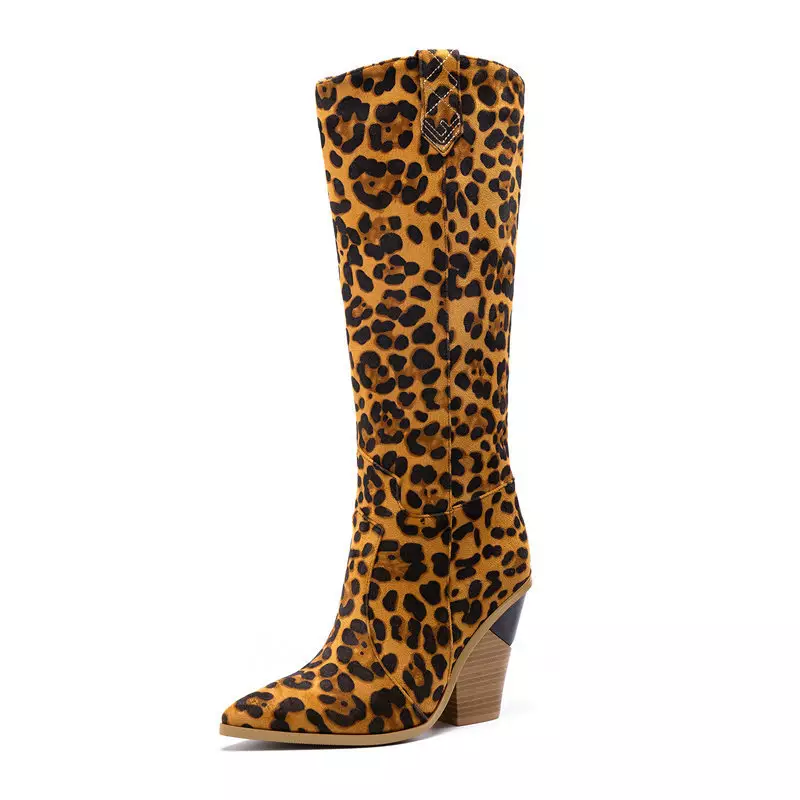 XINZIRAIN Pointy Toe Chunky Ladies High Heel Boots