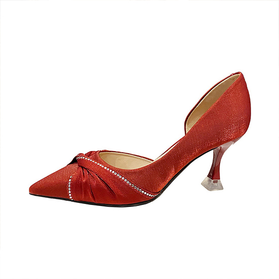 Fashion style hot sale silk satin fabric high heel wedding shoes