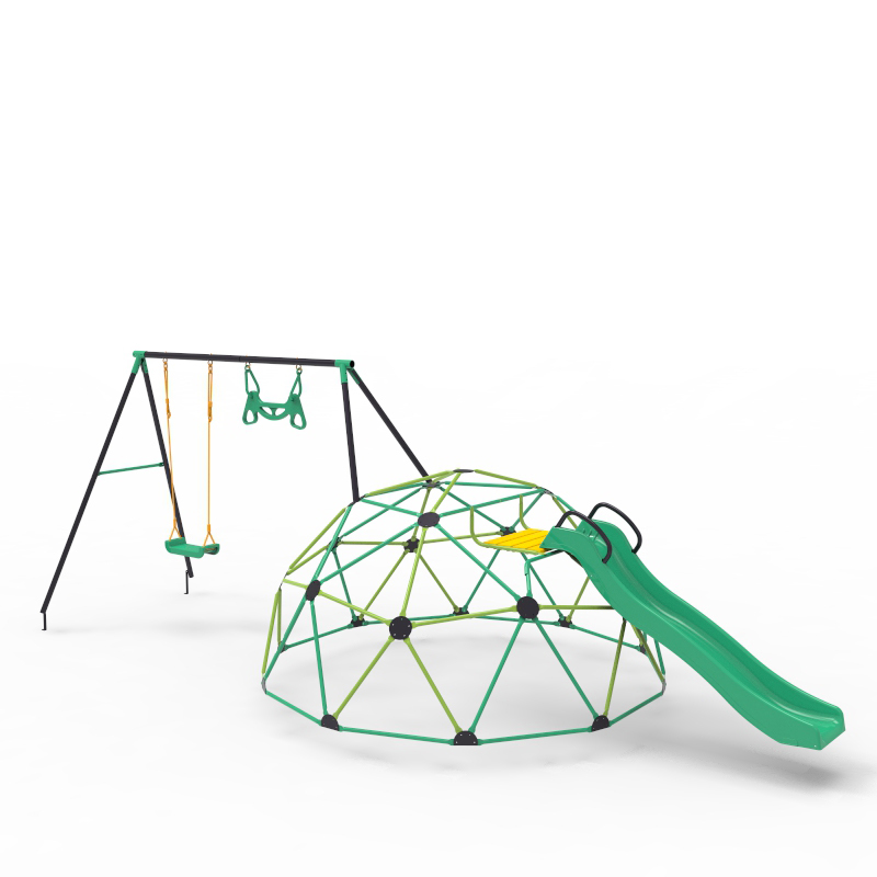 XCF004 Dome Climber Swing Set met glybaan vir buite speelgrond