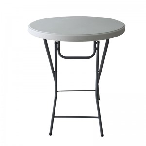 Пластиковый белый высокий круглый бар с открытыми проемами, складной круглый стол