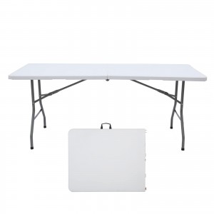 میز تاشو سفید نیمه تاشو ابزار قابل حمل 6FT سنگین پلاستیکی در فضای باز کمپینگ