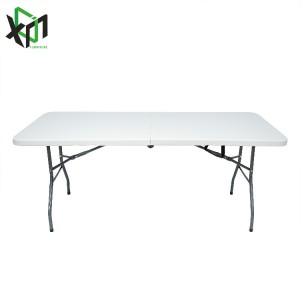 6FT Portable Heavy Duty Plastic Half Folding Utility Indoor Outdoor Camping White Folding Table