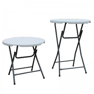 White HDPE Adjustable Height Pub Outdoor Portable Folding Round Table