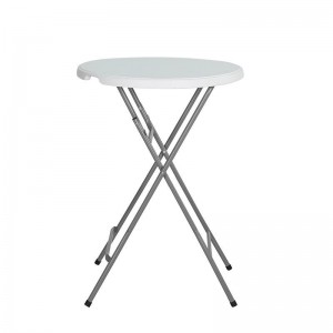 ブロー成形テーブル 60 * 110 センチメートルバーハイレッグ白 HDPE 折りたたみラウンドテーブル