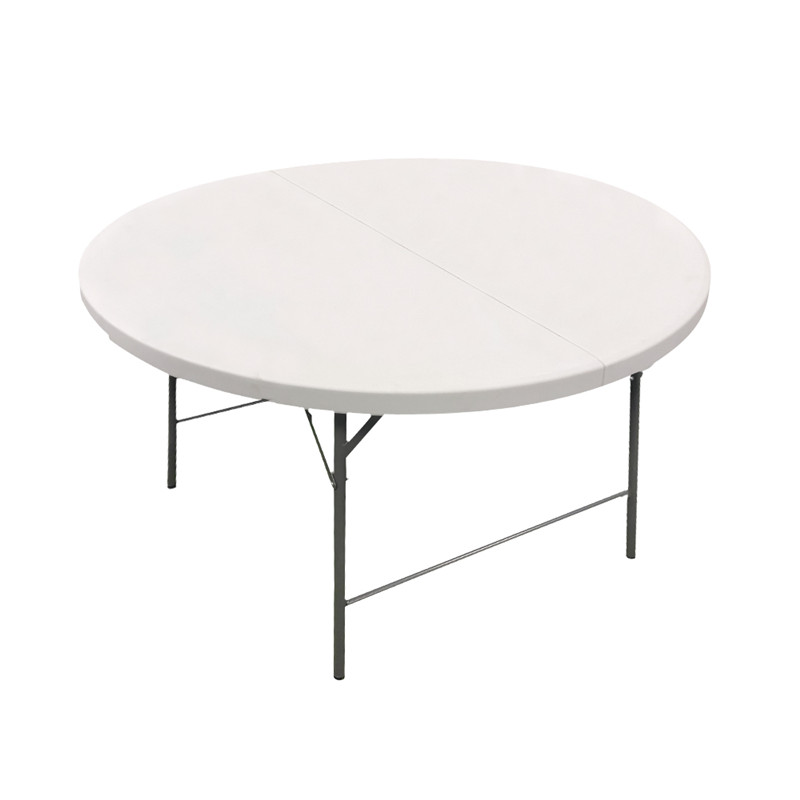 Mesa de banquete redonda de 5 pés, branca, dobrável, de plástico, grande, portátil, dobrável, para festas Imagem em destaque