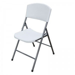 Bærbar enkel, hvit plastlampe utendørs sammenleggbar stol