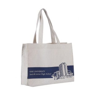 Custom printed cotton canvas shopping shoulder tote bag with pocket