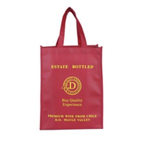 Custom logo plain red non woven packaging wine shopping bag for supermarket