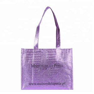Metallic aluminum foil laminated laser pp non woven tote shopping bag