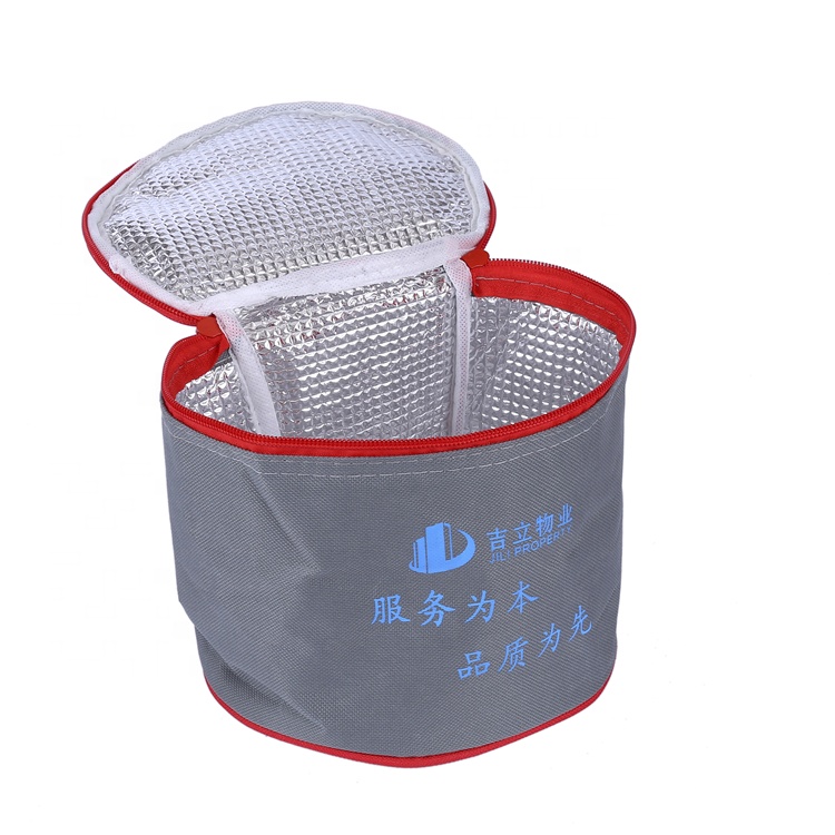 Non woven insulated round folding wine lunch food ice cooler bag