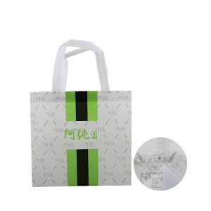 Wholesale custom brand logo printed white pp laminated non woven textile recycled handled shopping bag