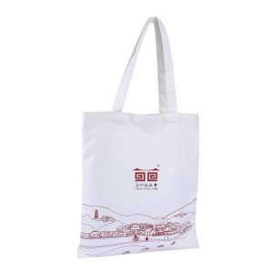 Custom logo promotional long handle cotton canvas tote bag