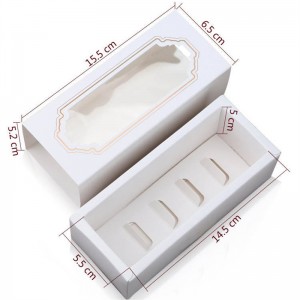Custom Cutie White Card Paper Macaron Drawer Boxes Paper Gift Boxes for Cake Shop (5)