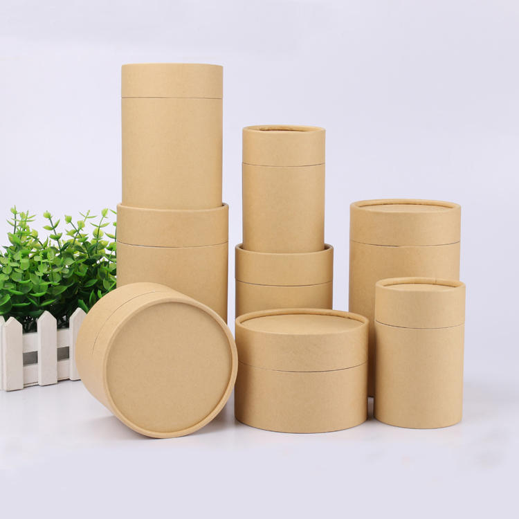 Wholesale Free Design Empty Custom color biodegradable Box Kraft Paper Tube For Food Tea gift Cylinder Round Paper Packaging