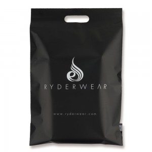 Пользовательский логотип черный большой курьер доставка эко почтовая упаковка одежды почтовый мешок с ручкой