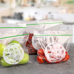 Търговия на едро с евтина персонализирана чанта с плъзгач и цип, водоустойчива пластмасова чанта с цип, дълга запечатваща се опаковка за храна за съхранение в кухнята