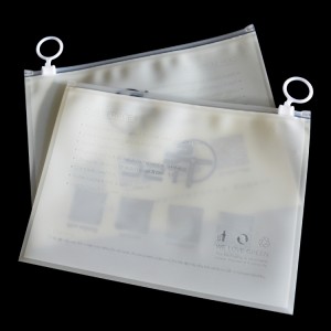 Oanpaste print rits rits slot transparant frosted PE / EVA plestik klean ferpakking tas