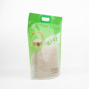Makanan berkualiti tinggi gred 1kg 5kg Beg Pembungkusan Beras Plastik Bercetak Borong Kilang dengan Pemegang
