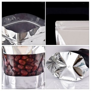 Оптова срібна фольгова сумка на блискавці для пакування харчових продуктів