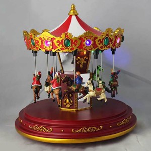 Festival Polyresin Santa Clause Carousel Christmas decoration with music box