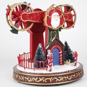 Wholesale hotsell illuminated plastic Christmas decor custom electronic ferris wheel music box for gift