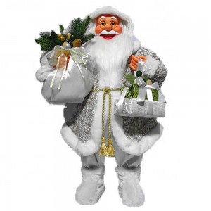 Wholesale White noel 60 cm Standing fabric Santa Claus indoor Christmas decor figurine