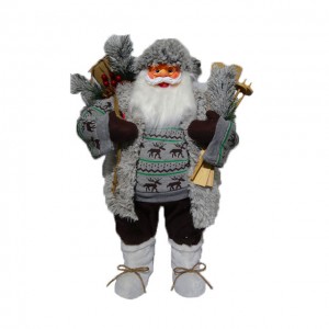 Wholesale Plastic fabric cloth Christmas decor figure 80 cm noel Standing Santa Claus with mistletoe bag