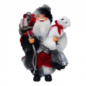 Wholesale Christmas figure room decor Custom 30 cm Plastic Standing Santa Claus with Led Lantern