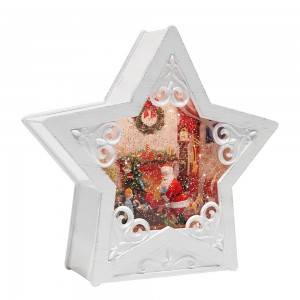 New arrive customized Led glitter water spinning Xmas Scene star shaped snow globe Christmas decoration