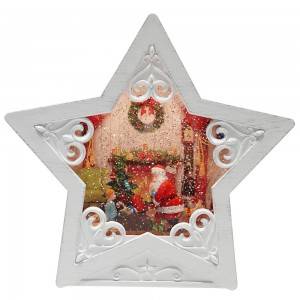 New arrive customized Led glitter water spinning Xmas Scene star shaped snow globe Christmas decoration