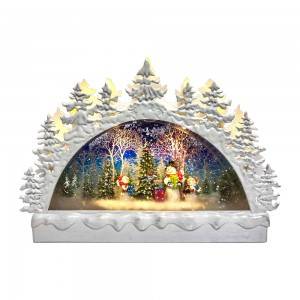 Wholesale BSCI factory Forest shape noel Led Xmas snowman Scene water spinning Christmas snow globe with floating glitter