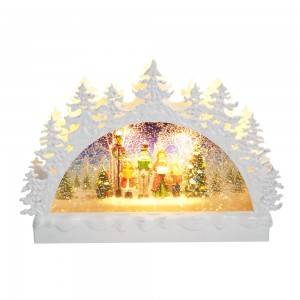 BSCI factory Plastic candle arch Xmas Scene water glitter spinning Led Christmas snow globe