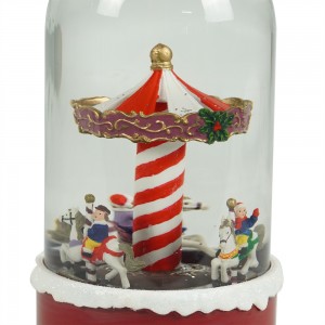 MELODY LED giltter swirling water spinning Christmas snow globe with rotating carousel figure