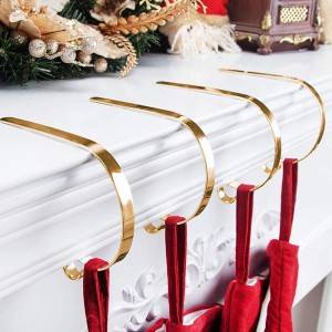 New arrive hot selling Metal hooking Christmas stocking hanger for seasonal sock hooker