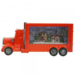Wholesale New Plastic caroller family scene trailer truck Vintage musical led illuminated Christmas snow globe