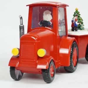 Wholesale new Plastic Truck Xmas Santa Village Scene musical led water spinning Christmas snow globe