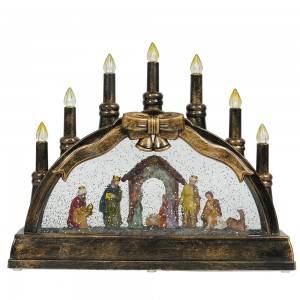 Wholesale custom design nativity scene noel musical led illuminated water spinning Candle holder Christmas snow globe