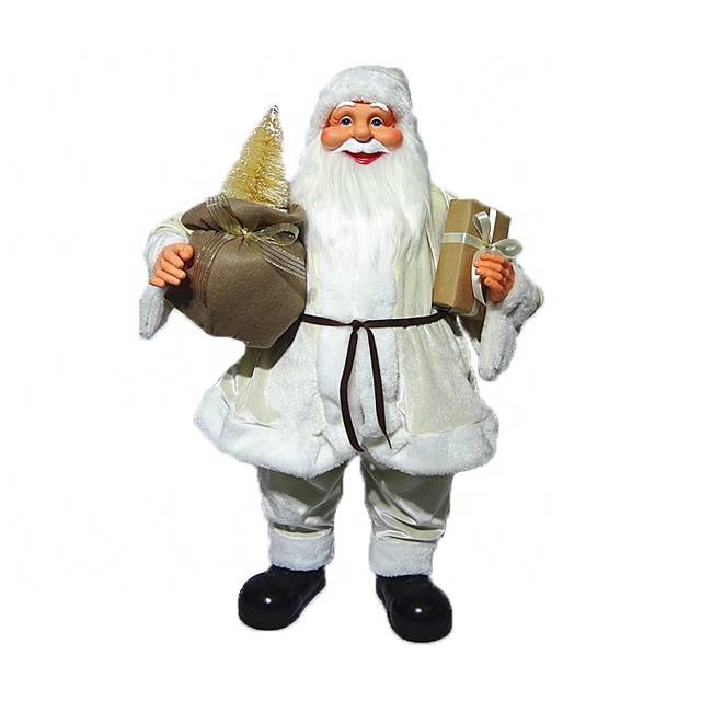 OEM Noel White 80 cm plastic Standing Santa Claus figurine for Christmas decoration