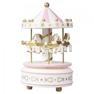 Xmas Carrossel decorative Eco plastic Xmas caja de musical mechanism Merry Go Round rotating carousel horse music box for sale
