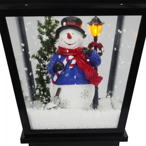 BSCI factory wholesale black falling snow function musical Led wall mount hanging Christmas lamp with Santa feature