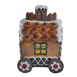 Custom set of 3 Handmade LED Resin Crafts  Train shaped Gingerbread house  Christmas Decoration