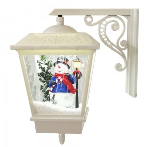 Outdoor holiday hanging light musical snow function Led Christmas wall mount lantern with snowman feature