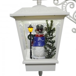 Rainproof musical navidad double lamps falling snow Xmas street lamppost Led Christmas light with Santa and snowman
