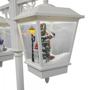 Rainproof musical navidad double lamps falling snow Xmas street lamppost Led Christmas light with Santa and snowman
