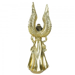 New arrive nativity religious resin craft golden prayer angel figurine with big wings