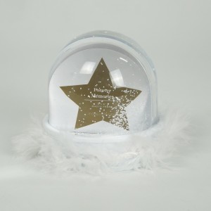 Customized clear souvenir Acrylic dome Photo frame snowing water snow globe with picture inserted