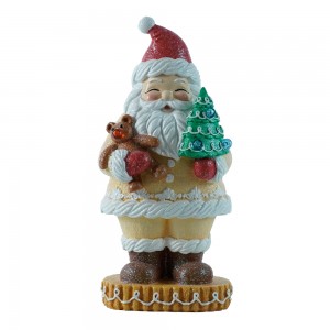 Resin Gingerbread Santa Claus Doll With LED Light Festival Party Supplies Ornaments Toys Gifts Christmas Desk Decoration